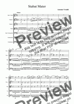 page one of Vivaldi Stabat Mater RV 621arranged for String Orchestra