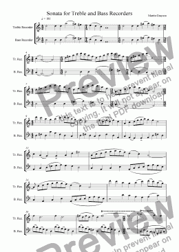 page one of Sonata for Treble and Bass Recorders