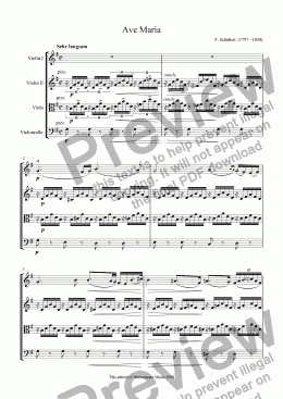 page one of Ave Maria - String Quartet