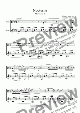 page one of Nocturne op. 9 No. 2 for viola and guitar