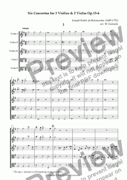 page one of Six Concertos No.6 for three Violins & two Violas Op.15-6