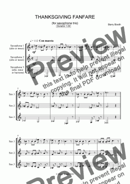 page one of Thanksgiving Fanfare (saxophone trio)