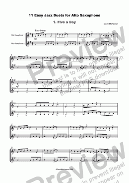 page one of 11 Easy Jazz Duets for Alto Saxophone