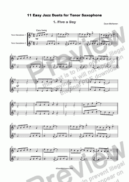 page one of 11 Easy Jazz Duets for Tenor Saxophone