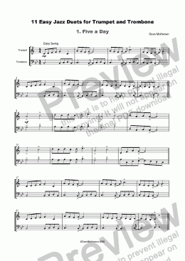 page one of 11 Easy Jazz Duets for Trumpet and Trombone