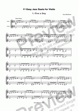 page one of 11 Easy Jazz Duets for Violin