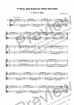 page one of 11 Easy Jazz Duets for Violin and Viola