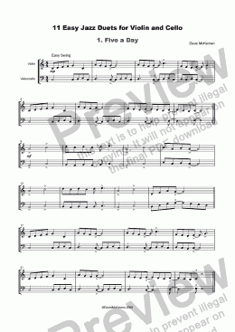 page one of 11 Easy Jazz Duets for Violin and Cello