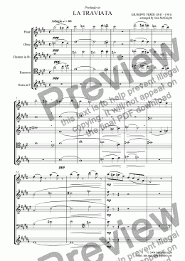 page one of Prelude to La Traviata