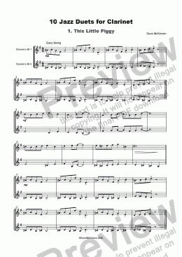 page one of 10 Jazz Duets for Clarinet