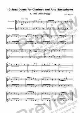 page one of 10 Jazz Duets for Clarinet and Alto Saxophone