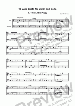 page one of 10 Jazz Duets for Violin and ’Cello