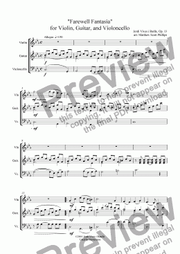 page one of "Farewell" Fantasia (For Violin, Guitar, and Cello)