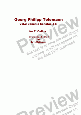 page one of Telemann Canonic Sonatas Vol.2 for 'Cello