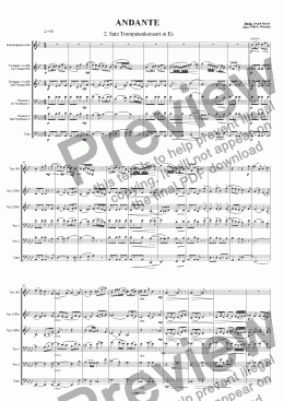 page one of 2nd Movement from Haydn'sTrumpet Concert - Andante