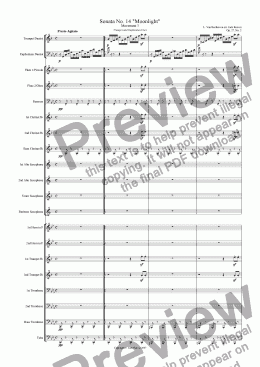 page one of Moonlight Sonata - 3rd Movement (C Minor) - Wind Band with Trumpet and Euphonium Duet