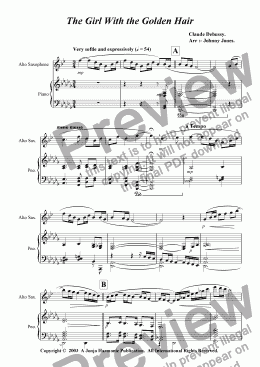 page one of Girl With the Golden Hair The  (Alto Sax and Piano)