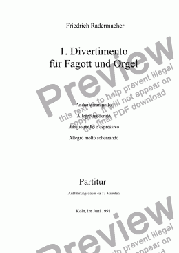 page one of 1.Divertimento fuer Fagott und Orgel