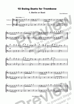 page one of 10 Swing Duets for Trombone