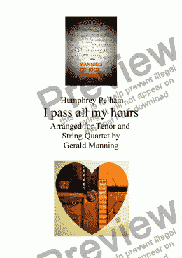page one of English Song: Pelham, Humphrey - I pass all my hours - arr. for Tenor & String Quartet by Gerald Manning