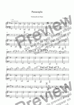 page one of Passacaglia for Violoncello and Piano