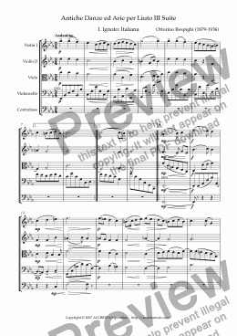 page one of Ancient Airs and Dances Suite No.3 for Strings (2 Violins, Viola, Violoncello & Contrabass)