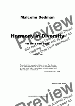 page one of Harmony in Diversity