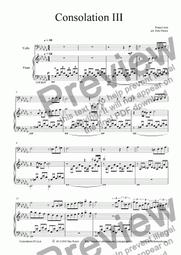 page one of Consolation No 3  [Franz Liszt]  'Cello + Piano