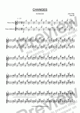 page one of Changes (piano duet) [1995]