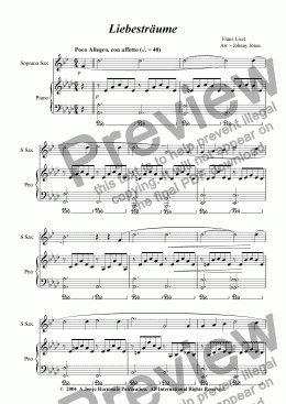 page one of Liebestraume   (Soprano Sax and Piano)