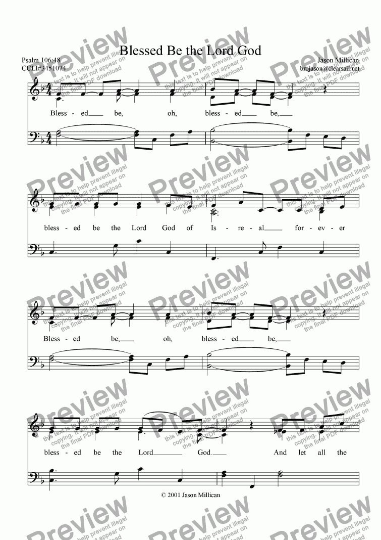 Blessed Be the Lord God - Download Sheet Music PDF file