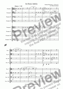 page one of In Dulci Jubilo for trombone octet