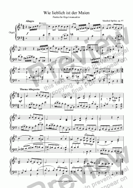 page one of Wie lieblich ist der Maien op. 97 für Orgel