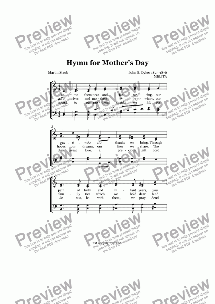 Hymn for Mother's Day Download Sheet Music PDF file