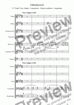 page one of Svit f�r liten orkester - Sats 4 - Adagio - Allegro moderato - Largamente