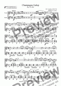 page one of Champagne Galop for violin and guitar