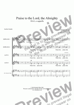 page one of Praise to the Lord, the Almighty