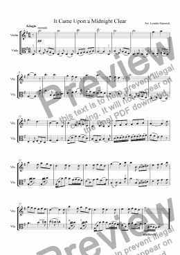 page one of It Came Upon a Midnight, Clear (violin, viola)