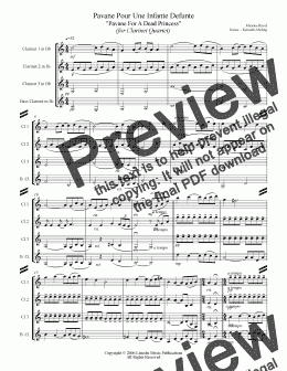 page one of Ravel - Pavane For a Dead Princess (Clarinet Quartet)