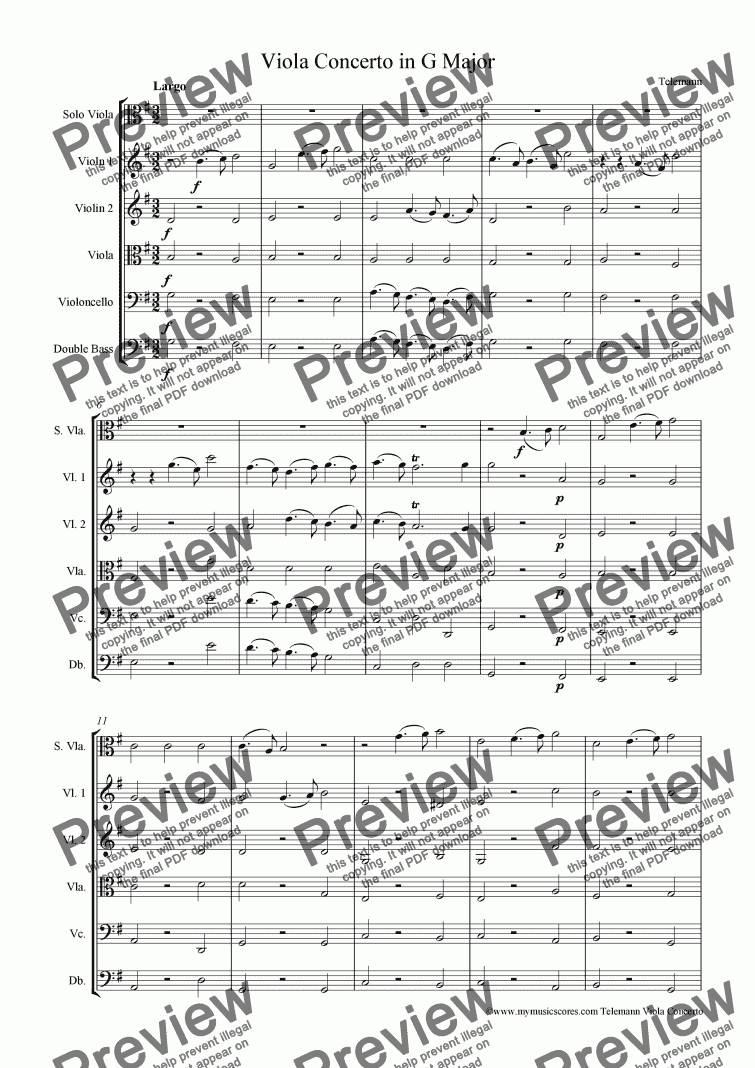 telemann viola concerto in g major pdf free