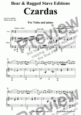 page one of Czardas for tuba & piano