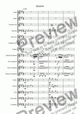 page one of Saxophone Opera, Scene 2 : Quartet