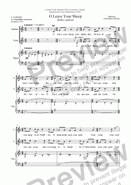 page one of O Leave Your Sheep. (SATB + Organ)