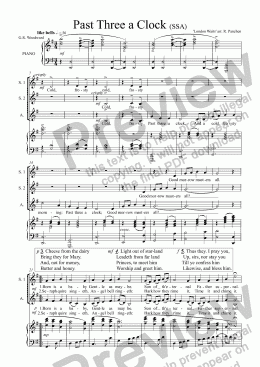 page one of Past Three a Clock (Choir SSA)