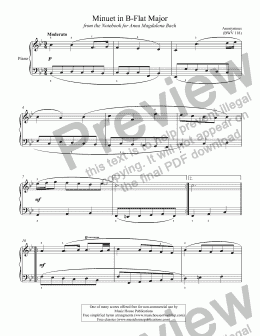 page one of Minuet in B-flat Major (BWV 118)