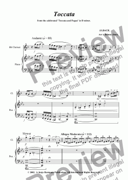 page one of Toccata   (Bb Clarinet and Piano)