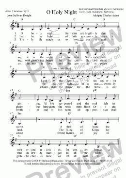 page one of O Holy Night - Leadsheet for Piano/Vocal/Guitar Lowered to G