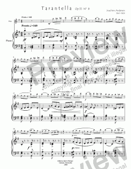 page one of Tarantella   for flute & piano