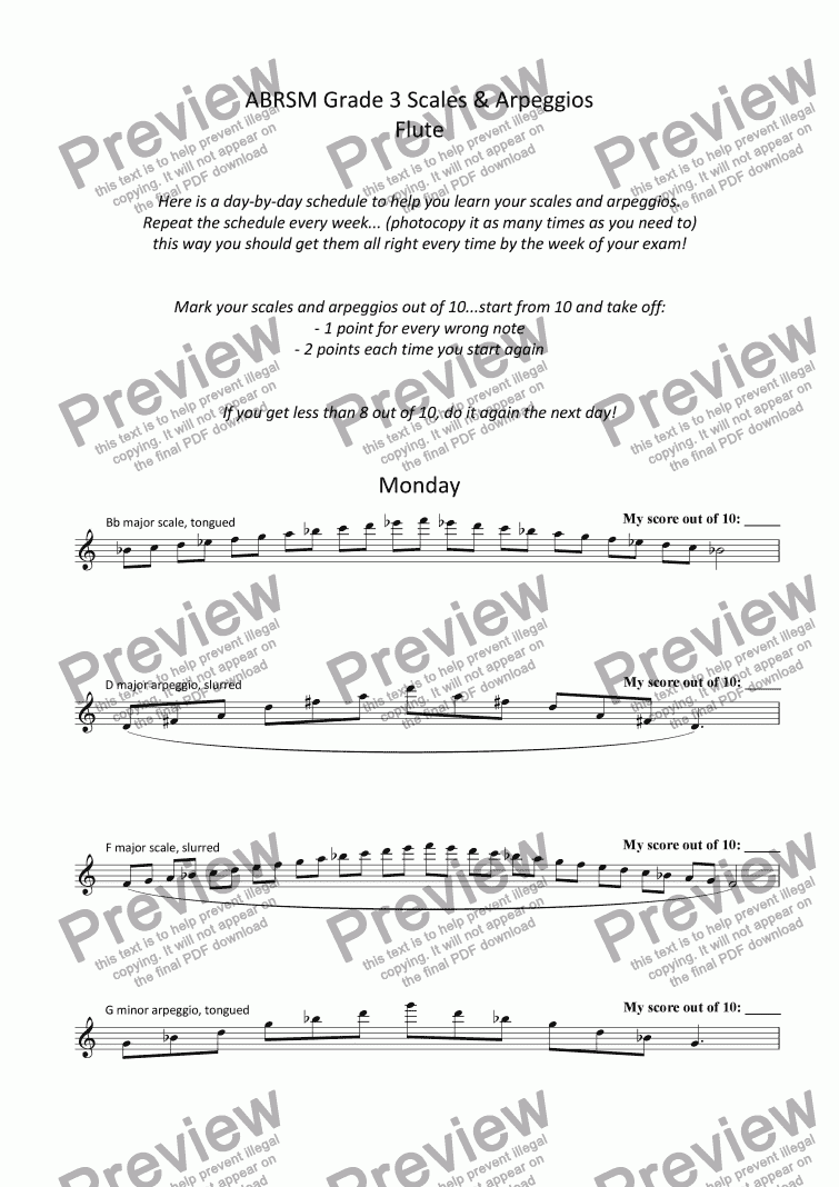 Flute Grade 3 Scale Plan Download Sheet Music Pdf File