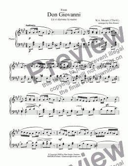 page one of La ci darem la mano from Don Giovanni for easy piano solo